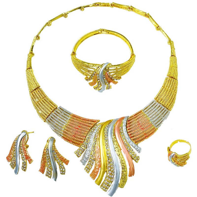 LIFFLY Ethiopian Jewelry for Women Golden African Necklace for Mom ladies, Costume Jewelry for Women Necklaces Gifts - Image 1